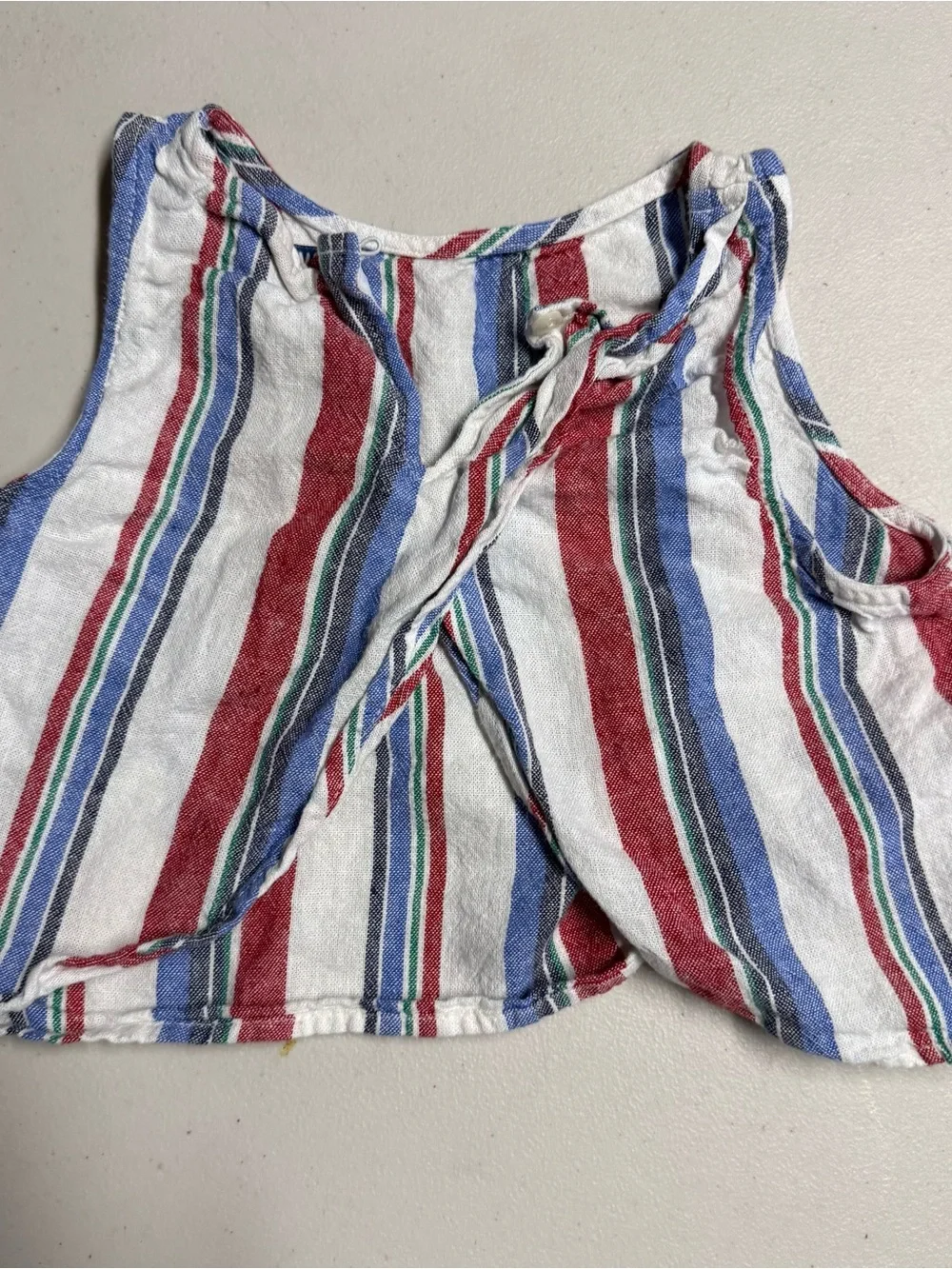 Old Navy Girls Cotton & Linen Striped Tank Top in Red, Blue, and White 6/7